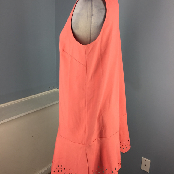 Ann Taylor LOFT L 10 12 P coral dress Scalloped - Picture 3 of 6